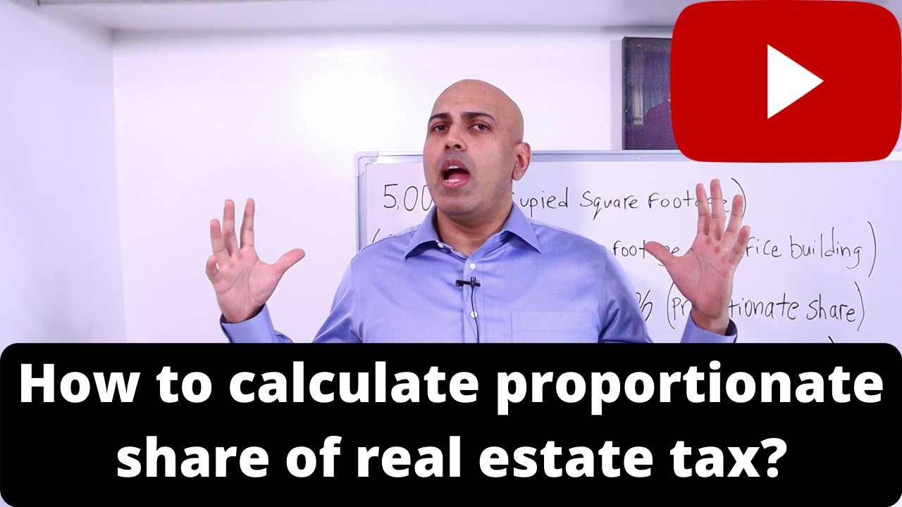 How to calculate proportionate share of real estate taxes for office space in NYC?